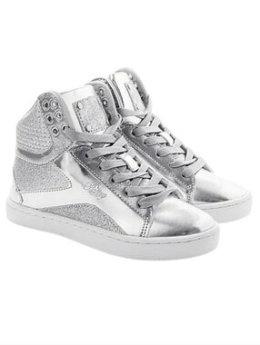 Pastry Dance Hip Hop Performance High Top Sneakers In Silver Glitter Size 6